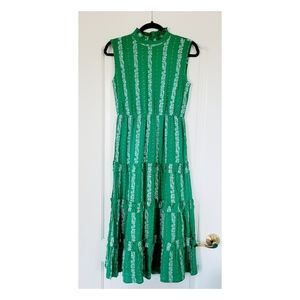 Maxi Summer sleeveless Green & white  Nordstrom cotton/viscose dress, Size S
